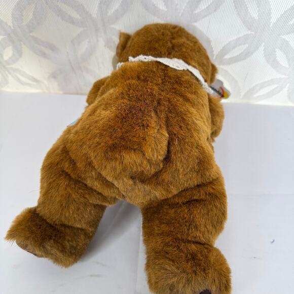 Vtg Heartline Teddy Bear Plush Because You Are Special 1987 Crochet Collar 13” - Picture 5 of 11